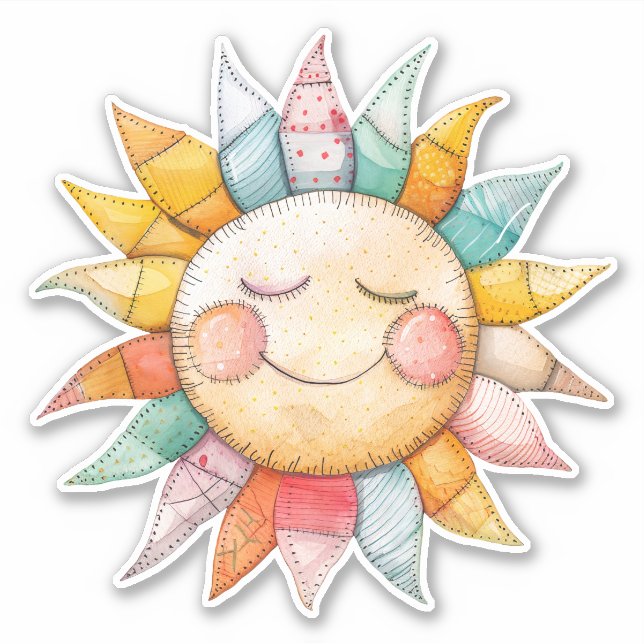 Patchwork Sun Sticker (Front)