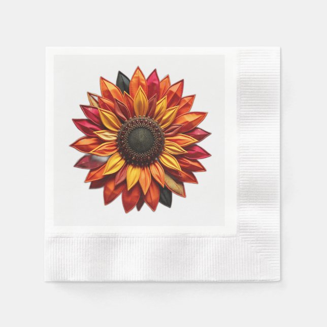 Patchwork Sunflower in Sunset Colours Napkin (Front)