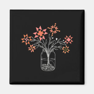 Patchwork sy Jar Funny Quilt Block Flower Magnet