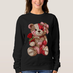 Patchwork Teddy Bear Valentine — Quilted Leopard H Sweatshirt