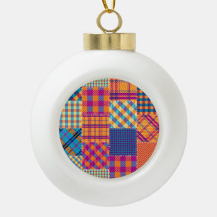 Patchwork textile: seamless vintage pattern. ceramic ball christmas ornament