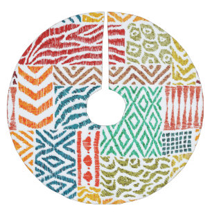 Patchwork Textures: Hand-Drawn Animal Print Brushed Polyester Tree Skirt