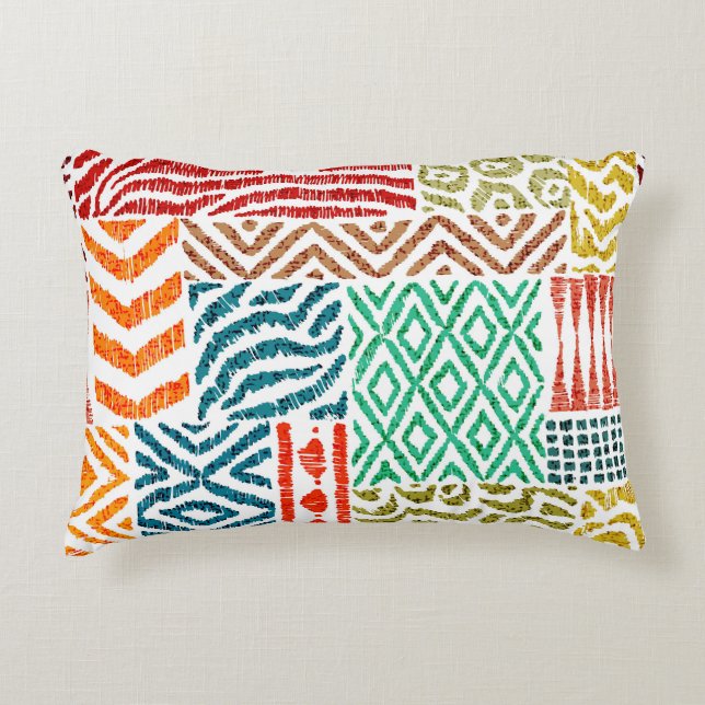 Patchwork Textures: Hand-Drawn Animal Print Decorative Cushion (Front)