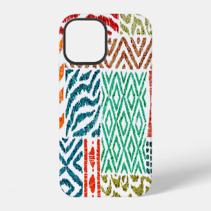 Patchwork Textures: Hand-Drawn Animal Print iPhone 12 Case