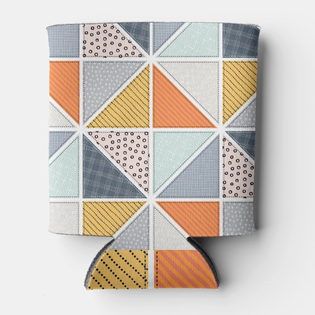 Patchwork tiles, abstract versatile pattern. can cooler (Front)