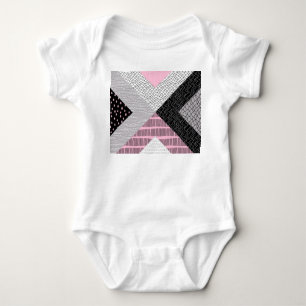 Patchwork tiles, freehand drawing pattern. baby bodysuit