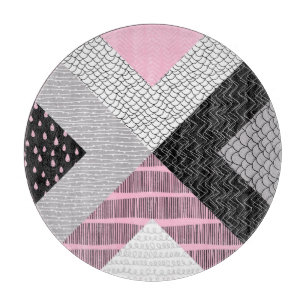 Patchwork tiles, freehand drawing pattern. cutting board