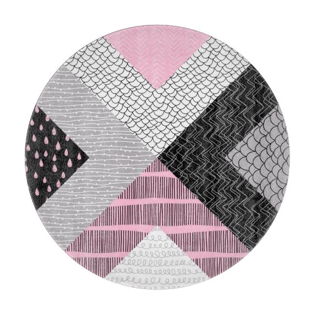 Patchwork tiles, freehand drawing pattern. cutting board (Front)