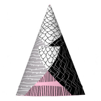 Patchwork tiles, freehand drawing pattern. party hat