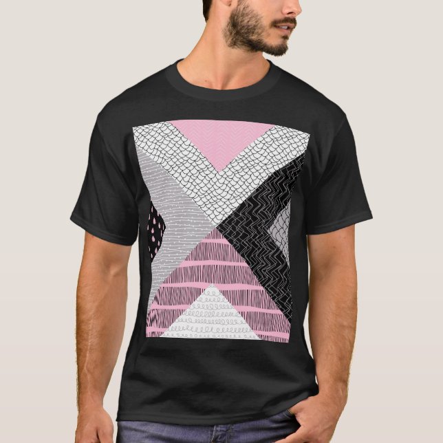 Patchwork tiles, freehand drawing pattern. T-Shirt (Front)