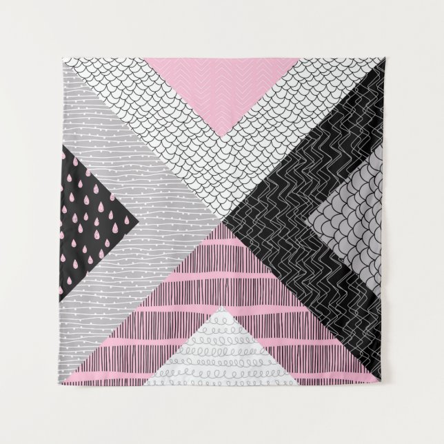 Patchwork tiles, freehand drawing pattern. tapestry (Front)