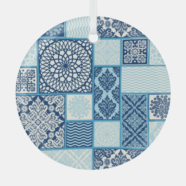 Patchwork tiles, seamless background. glass tree decoration (Front)