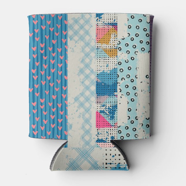Patchwork Tiles Seamless Pattern Design Can Cooler (Front)