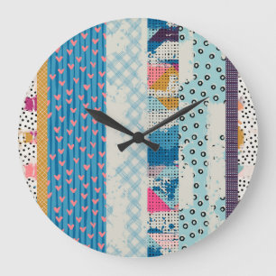 Patchwork Tiles Seamless Pattern Design Large Clock