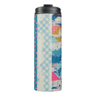 Patchwork Tiles Seamless Pattern Design Thermal Tumbler