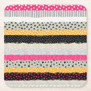 Patchwork Tiles: Versatile Seamless Design. Square Paper Coaster