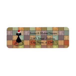 Patchwork Trendy funny holiday cartoon Santa cat
