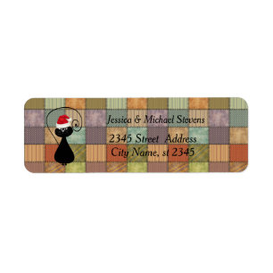Patchwork Trendy funny holiday cartoon Santa cat