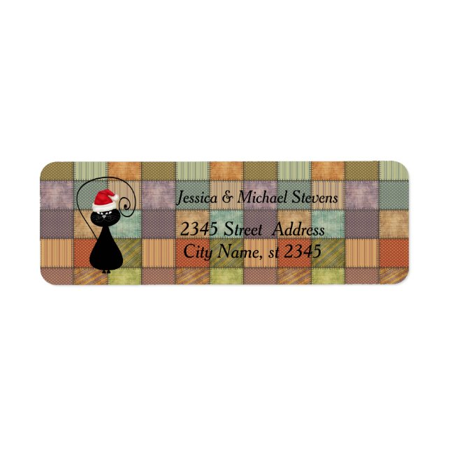 Patchwork Trendy funny holiday cartoon Santa cat (Front)