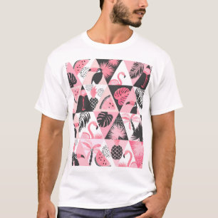 Patchwork Tropical: Flamingo Watermelon Seamless. T-Shirt