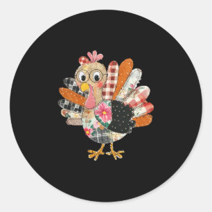 Patchwork Turkey Gles Sewing Mom Quilting Thanksgi Classic Round Sticker