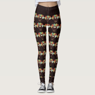 Patchwork Turkey Pattern with Rich Swirly Brown Leggings