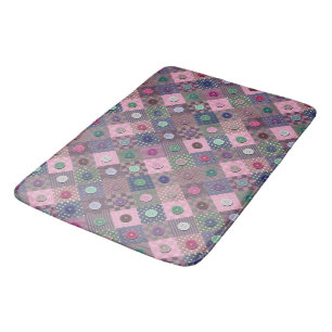 Patchwork Unique Multi-coloured Button Pattern    Bath Mat