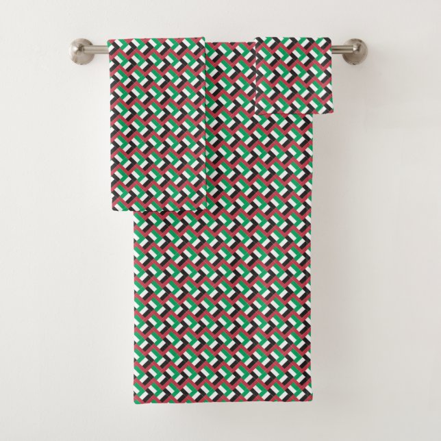 Patchwork United Arab Emirates Flag Pattern  Bath Towel Set (Insitu)