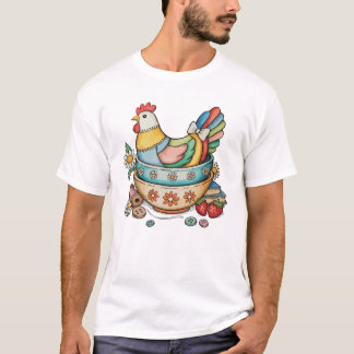 Patchwork Vintage Hen Quilted Chicken Thrifty T-Shirt