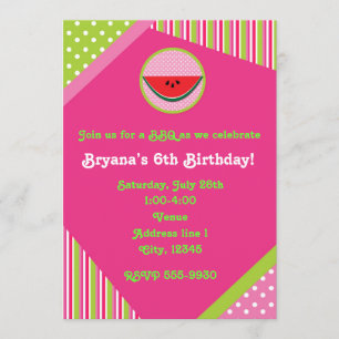 Patchwork Watermelon BBQ Picnic Party Invitation