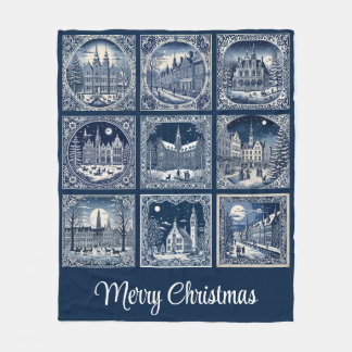 patchwork winter/Christmas decors Fleece Blanket