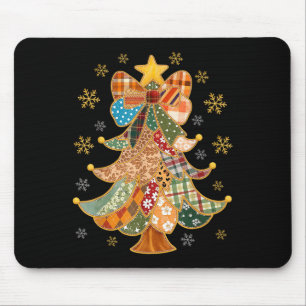 Patchwork Xmas Coquette Bow Lace Merry Bright Chri Mouse Mat