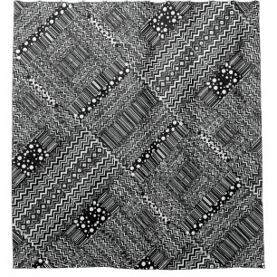 Patchwork ZigZag Dotted Stripe Shower Curtain