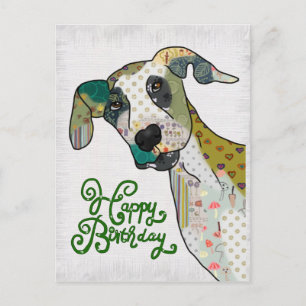 Patchworkhund, Geburtstag Postcard