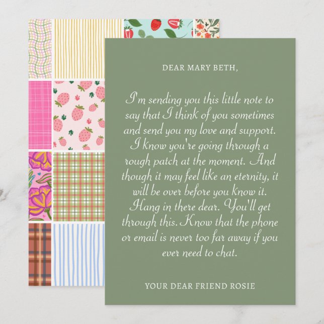 Patchy Love Card From a Dear Friend (Front/Back)