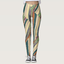 Patchy Stripes Green Leggings