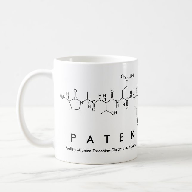 Patek peptide name mug (Left)