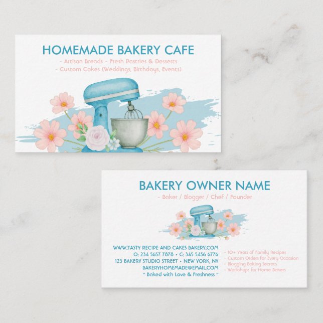 Patel Blue Bakery Pastry Business Card (Front/Back)