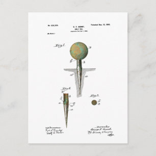 Patent Golf Ball on Tee Postcard