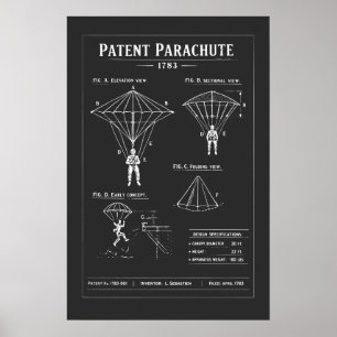 Patent Parachute Blueprint Poster