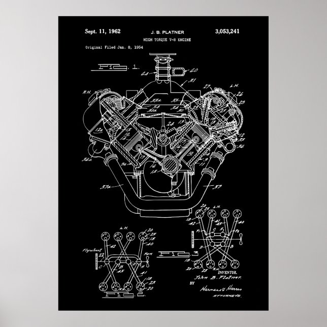 Patent V8 Engine Poster (Front)