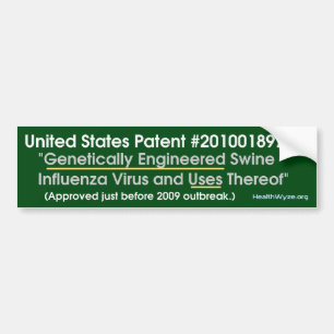 Patented H1N1 Virus Bumper Sticker
