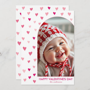 Patern of pink hearts, arch photo Valentine's Day Holiday Card