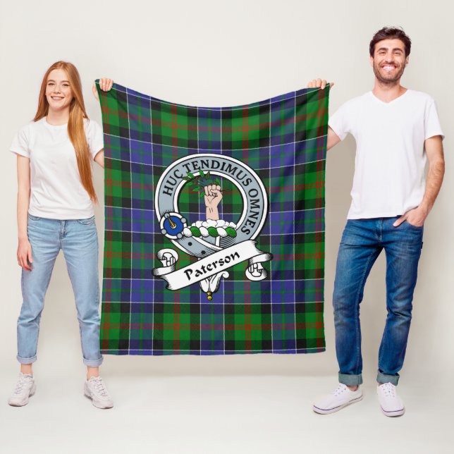 Paterson Ancient Clan Badge Tartan Plaid Fleece Blanket (In Situ)