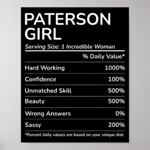 Paterson Girl Funny New Jersey Hometown Poster