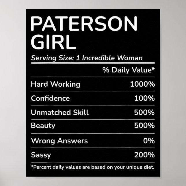 Paterson Girl Funny New Jersey Hometown  Poster (Front)