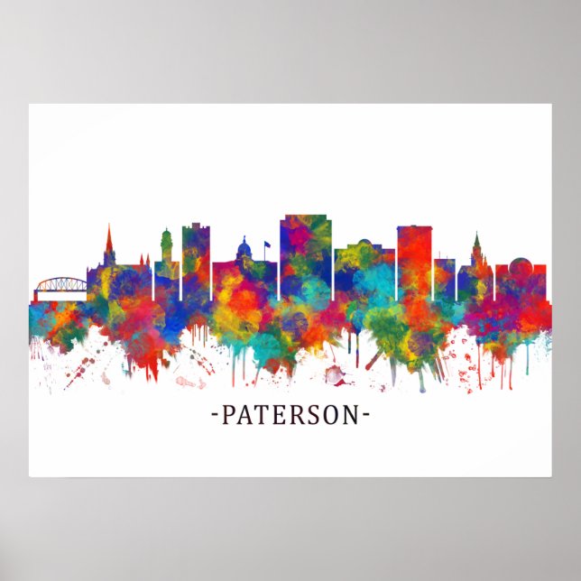 Paterson New Jersey Skyline Poster (Front)