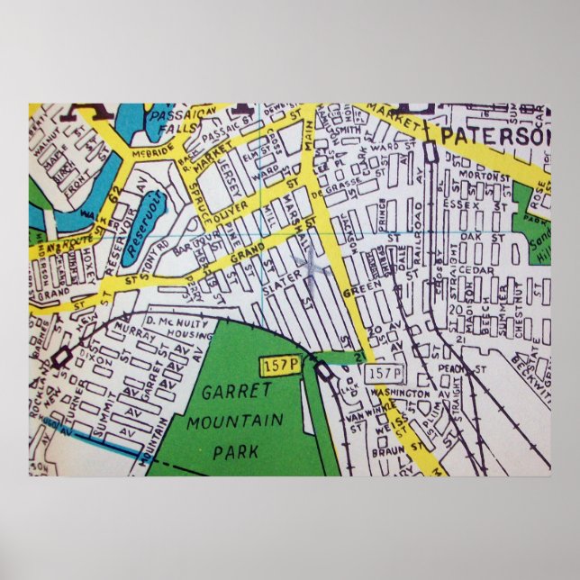 Paterson, NJ Vintage Map Poster (Front)
