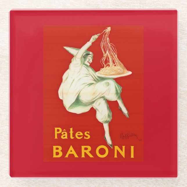 Pates Baroni Cappiello Vintage Advertisement Glass Coaster (Front)