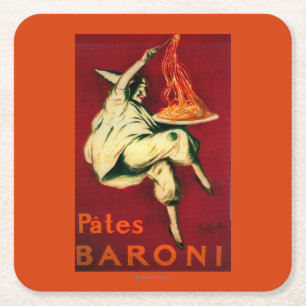 Pates Baroni Vintage PosterEurope Square Paper Coaster
